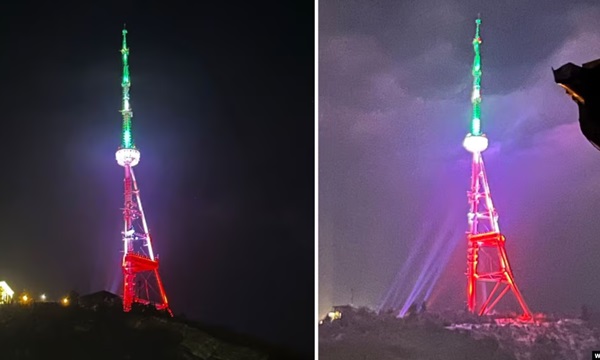 თბილისის ანძა ირანის ისლამური რესპუბლიკის დროშის ფერებში გაანათეს